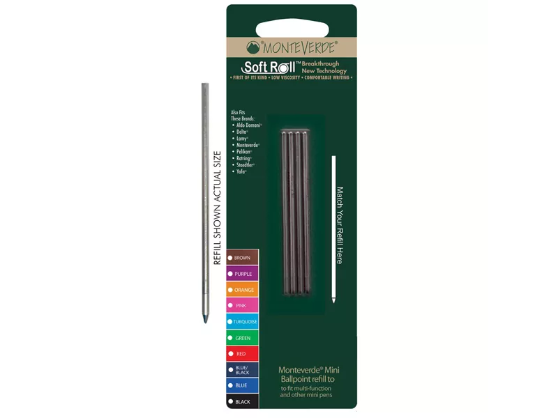 Mini Refill per Penna a Sfera Multifunzione Monteverde - Media - J220301 (Nero Conf. 4)