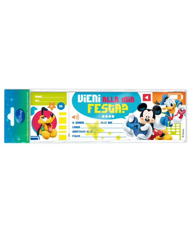 Blocchetto Biglietti Invito Festa Rex Sadoch - Mickey Disney - WYASSDIS (Assortiti Conf. 10)