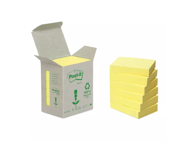 Post-it Notes Green 653-1B 3M - 38x51 mm - 7100172254 (Giallo Conf. 6)