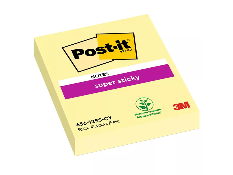 Post-it Super Sticky 656-12SS-CY-EU 3M - 47,6x76 mm - 7100290169 (Giallo Canary Conf. 12)