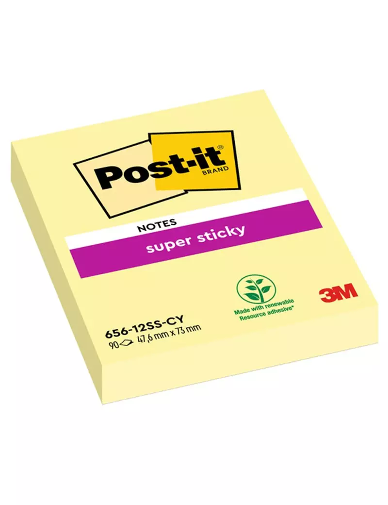Post-it Super Sticky 656-12SS-CY-EU 3M - 47,6x76 mm - 7100290169 (Giallo Canary Conf. 12)
