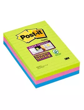 Post-it Super Sticky 656-12SS-CY-EU 3M - 101x152 mm - 76034 (Fucsia e Lime Ultra a Righe Conf. 3)