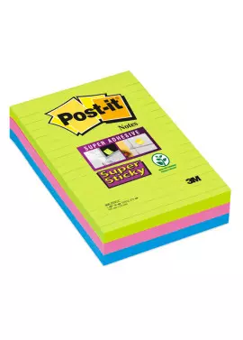 Post-it Super Sticky 656-12SS-CY-EU 3M - 101x152 mm - 76034 (Fucsia e Lime Ultra a Righe Conf. 3)