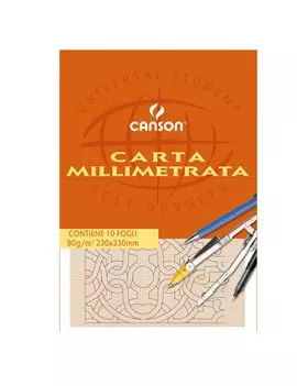 Carta Opaca Millimetrata Canson - 23x33 cm - 80 g - C200005813 (Bianco e Arancione Conf. 25)