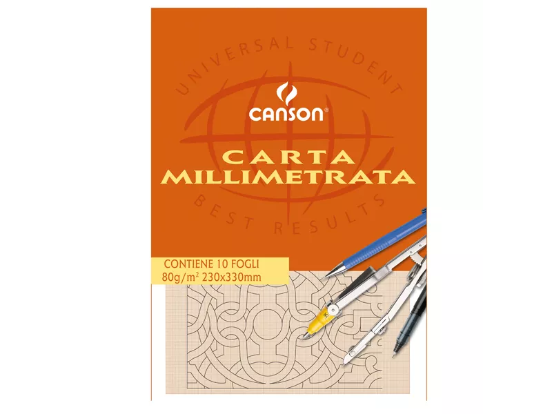Carta Opaca Millimetrata Canson - 23x33 cm - 80 g - C200005813 (Bianco e Arancione Conf. 25)