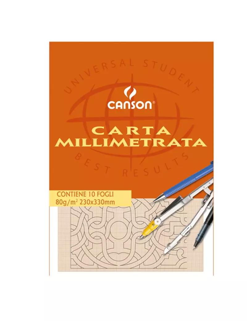 Carta Opaca Millimetrata Canson - 23x33 cm - 80 g - C200005813 (Bianco e Arancione Conf. 25)