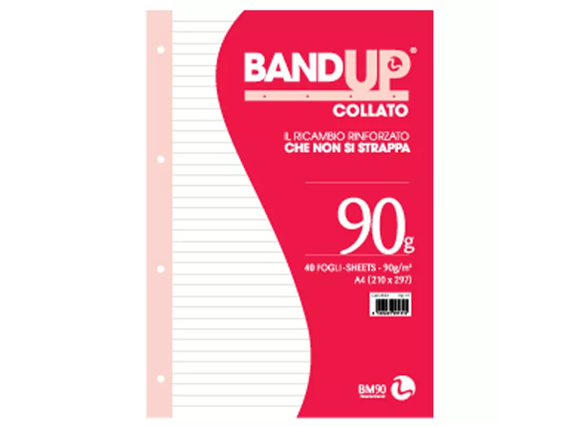 Blocco Collato con Fori Rinforzati BandUp BM - A4 - 90 g - 1 Rigo senza Margini - 40 Fogli - 0106434 (Conf. 10)