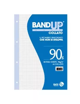 Blocco Collato con Fori Rinforzati BandUp BM - A4 - 90 g - 4 mm senza Margini - 40 Fogli - 0106435 (Conf. 10)