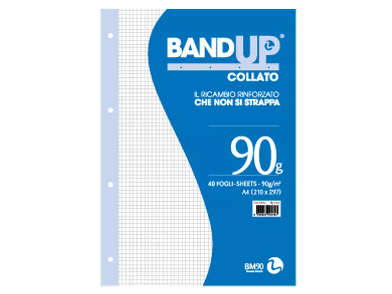 Blocco Collato con Fori Rinforzati BandUp BM - A4 - 90 g - 4 mm senza Margini - 40 Fogli - 0106435 (Conf. 10)
