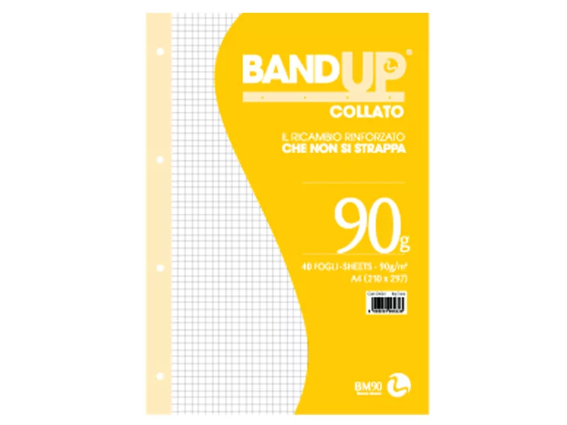 Blocco Collato con Fori Rinforzati BandUp BM - A4 - 90 g - 5 mm senza Margini - 40 Fogli - 0106433 (Conf. 10)