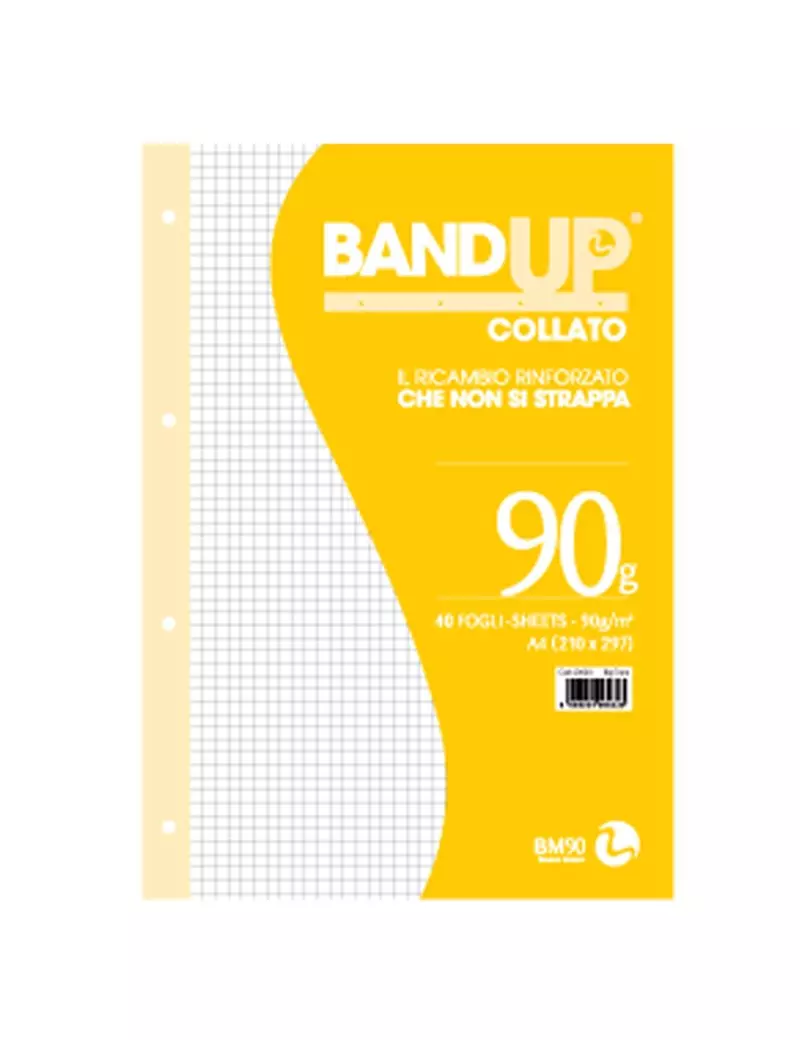 Blocco Collato con Fori Rinforzati BandUp BM - A4 - 90 g - 5 mm senza Margini - 40 Fogli - 0106433 (Conf. 10)