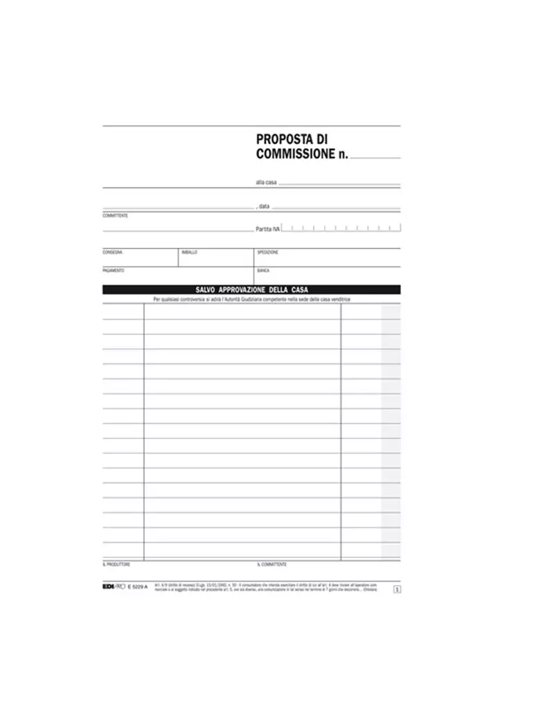 Blocco Copia Commissioni Edipro - 15x23 cm - 50/50 Fogli Autoricalcanti - E5229A Blocco Copia Commissioni Edipro - 15x23 cm - 50/50 Fogli Autoricalcanti - E5229A