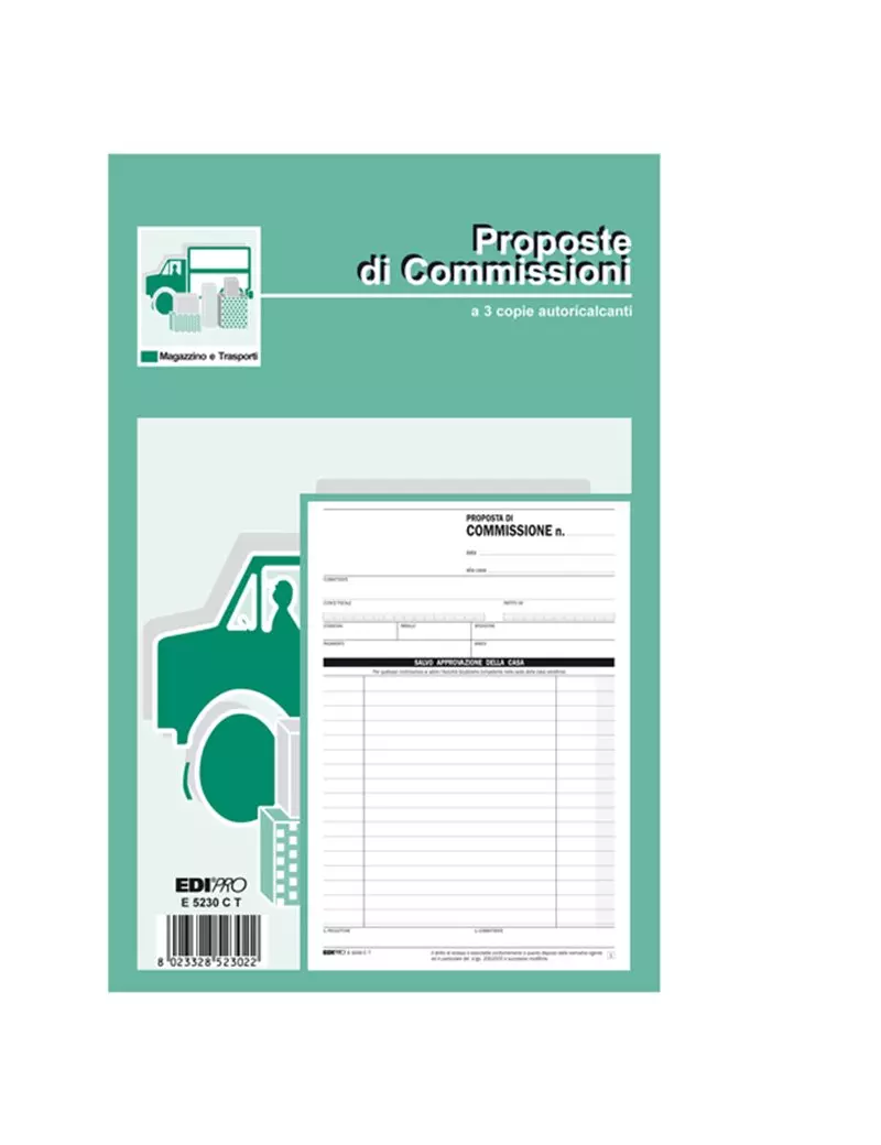 Blocco Copia Commissioni Edipro - 15x23 cm - 33/33/33 Fogli Autoricalcanti - E5230CT Blocco Copia Commissioni Edipro - 15x23 cm - 33/33/33 Fogli Autoricalcanti - E5230CT