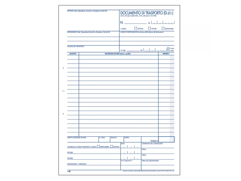 Blocco DDT BM - 22,5x29,7 cm - 50/50/50 Fogli Autoricalcanti - 0100237 (Conf. 5)