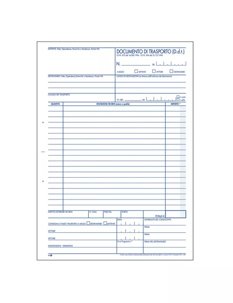 Blocco DDT BM - 22,5x29,7 cm - 50/50/50 Fogli Autoricalcanti - 0100237 (Conf. 5) Blocco DDT BM - 22,5x29,7 cm - 50/50/50 Fogli Autoricalcanti - 0100237 (Conf. 5)