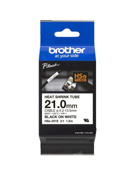 Nastro Originale Brother HSe-251E - 21 mm x 1,5 m - Termorestringente (Nero su Bianco)