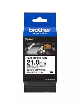 Nastro Originale Brother HSe-251E - 21 mm x 1,5 m - Termorestringente (Nero su Bianco)