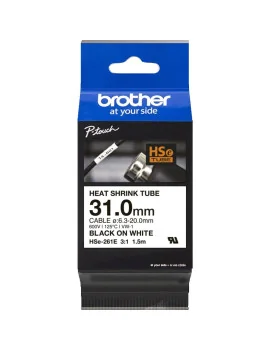 Nastro Originale Brother HSe-261E - 31 mm x 1,5 m - Termorestringente (Nero su Bianco)