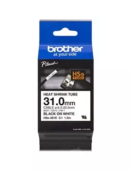 Nastro Originale Brother HSe-261E - 31 mm x 1,5 m - Termorestringente (Nero su Bianco)