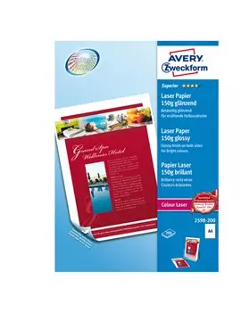 Carta Fotografica Avery Dennison - A4 - 150 g - Effetto Extra Glossy - 2598 (Bianco Conf. 200)