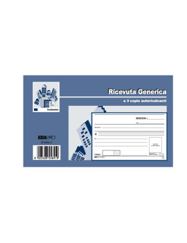 Blocco Ricevute Generiche Edipro - 17x9,9 cm - 33/33/33 Fogli Autoricalcanti - E5564CT