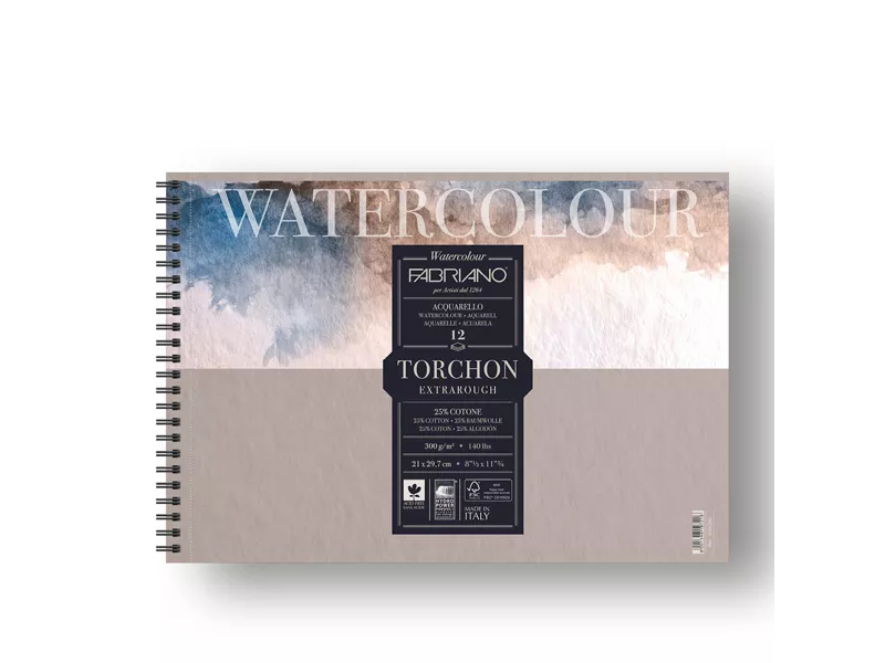 Album Spiralato Watercolour Torchon Fabriano - A4 - 300 g - 19100280 (Conf. 5) Album Spiralato Watercolour Torchon Fabriano - A4 - 300 g - 19100280 (Conf. 5)