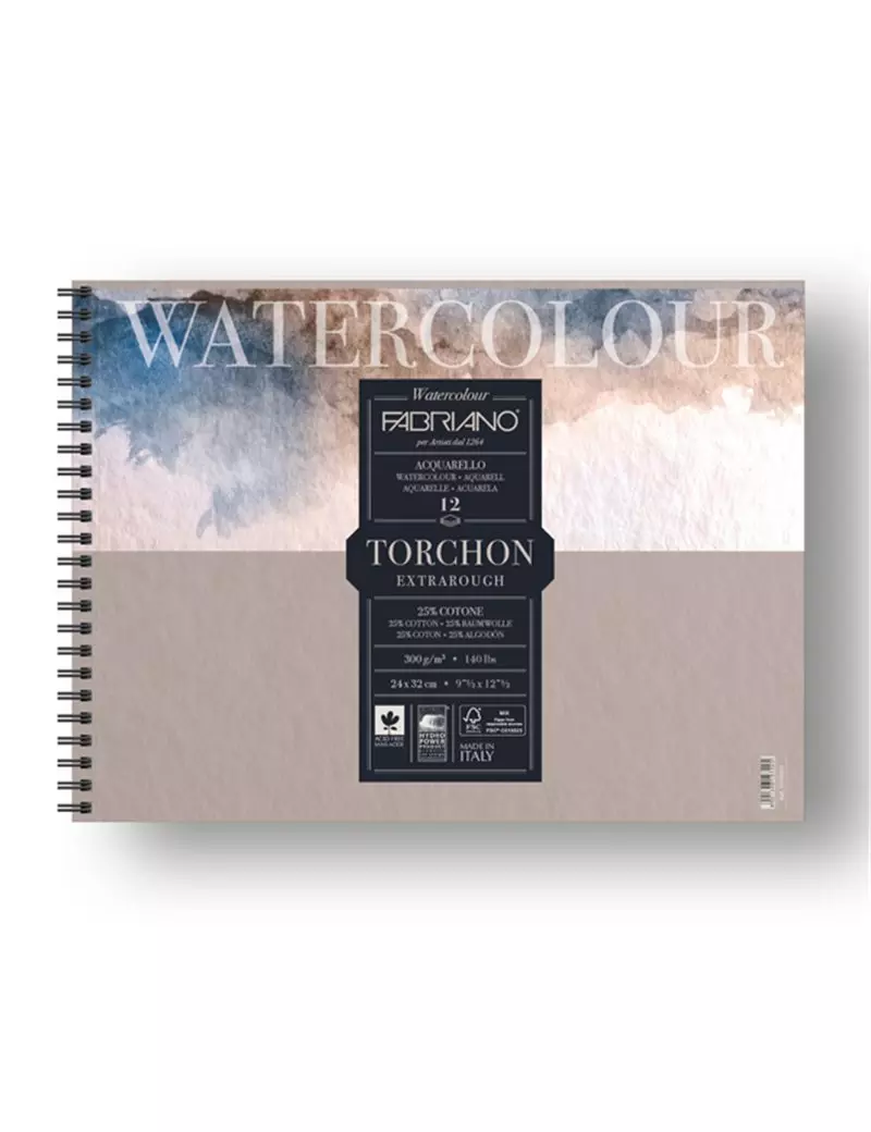 Album Spiralato Watercolour Torchon Fabriano - 24x32 cm - 300 g - 19100281 (Conf. 5)