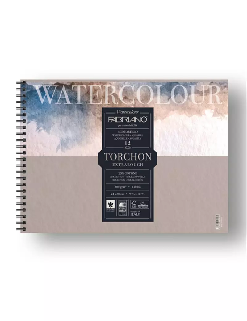 Album Spiralato Watercolour Torchon Fabriano - 24x32 cm - 300 g - 19100281 (Conf. 5) Album Spiralato Watercolour Torchon Fabriano - 24x32 cm - 300 g - 19100281 (Conf. 5)
