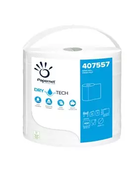 Bobina Asciugatutto DryTech Papernet - 2 Veli - 400 Strappi - 407557 (Bianco Conf. 3)