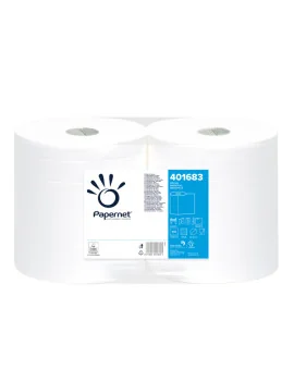 Bobina Asciugatutto Wave Papernet - 2 Veli - 500 Strappi - 401683 (Bianco Conf. 2)