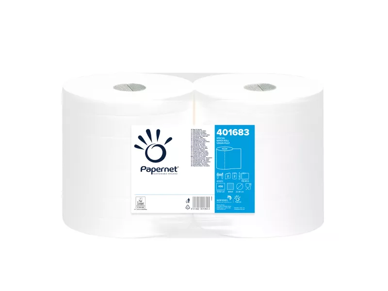 Bobina Asciugatutto Wave Papernet - 2 Veli - 500 Strappi - 401683 (Bianco Conf. 2)