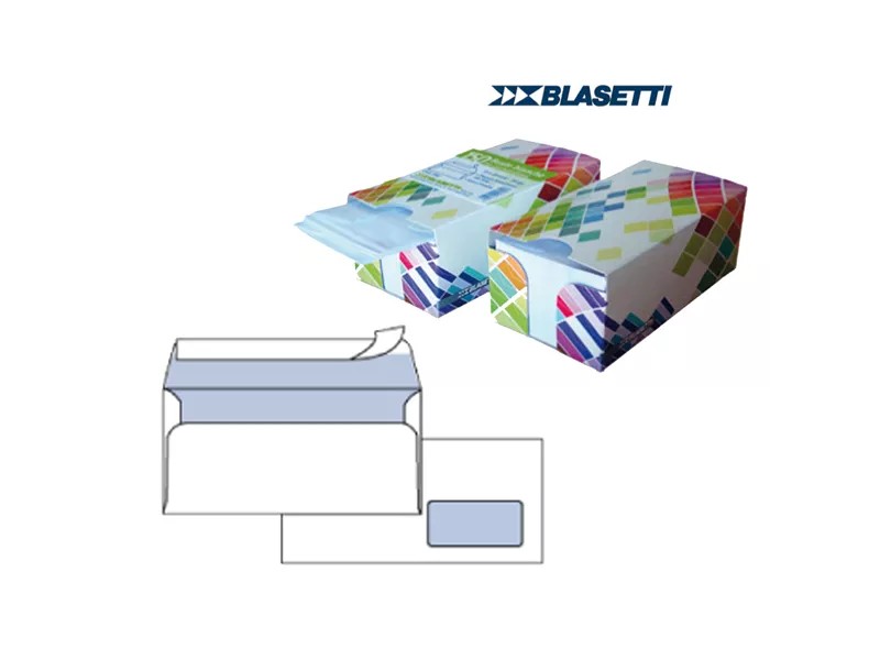 Buste Commerciali Mailpack Blasetti - 11x23 cm - Taglio Dritto con Strip - Con Finestra - 90 g - 0393 (Bianco Conf. 150) Buste Commerciali Mailpack Blasetti - 11x23 cm - Taglio Dritto con Strip - Con Finestra - 90 g - 0393 (Bianco Conf. 150)