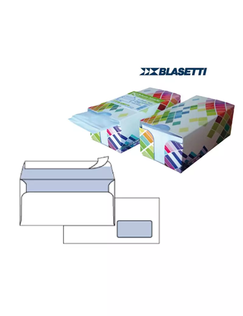 Buste Commerciali Mailpack Blasetti - 11x23 cm - Taglio Dritto con Strip - Con Finestra - 90 g - 0393 (Bianco Conf. 150) Buste Commerciali Mailpack Blasetti - 11x23 cm - Taglio Dritto con Strip - Con Finestra - 90 g - 0393 (Bianco Conf. 150)