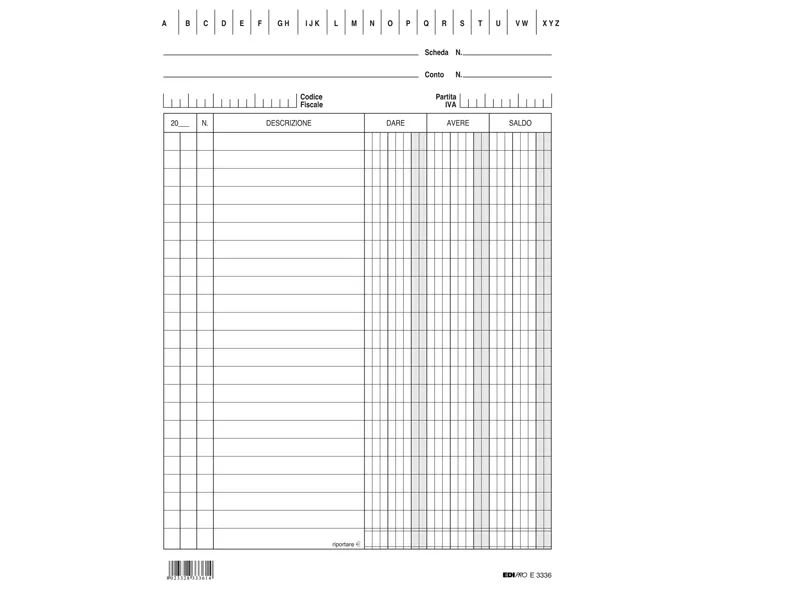 Schede Dare/Avere/Saldo Edipro - 15x21 cm - E3336BL (Conf. 100) Schede Dare/Avere/Saldo Edipro - 15x21 cm - E3336BL (Conf. 100)