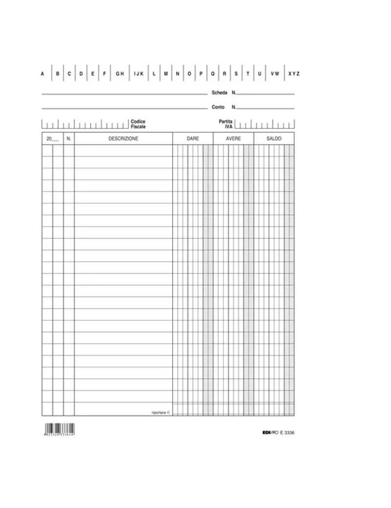 Schede Dare/Avere/Saldo Edipro - 15x21 cm - E3336BL (Conf. 100) Schede Dare/Avere/Saldo Edipro - 15x21 cm - E3336BL (Conf. 100)