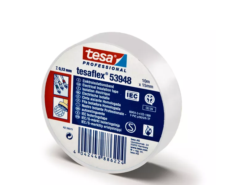 Nastro Adesivo Isolante Tesa - 15 mm x 10 m - 53988-00060-01 (Bianco Conf. 10)