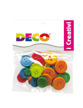Bottoni in Legno Deco CWR - 12027 (Assortiti Neon Conf. 30)