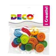 Bottoni in Legno Deco CWR - 12027 (Assortiti Neon Conf. 30)