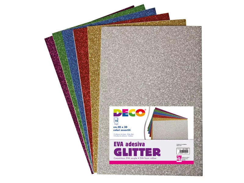 Gomma Glitter Adesiva Crepp Deco CWR - 20x30 cm - 10401 (Assortiti Conf. 10)
