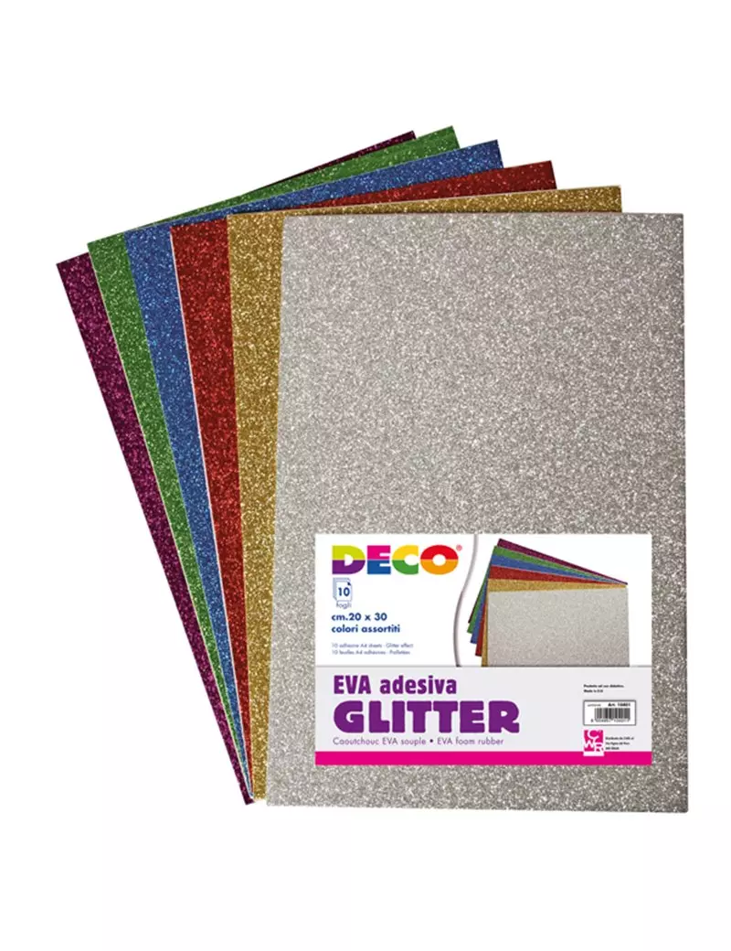 Gomma Glitter Adesiva Crepp Deco CWR - 20x30 cm - 10401 (Assortiti Conf. 10)