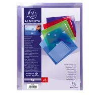 Busta a Tasca con Bottone in Velcro Exacompta - PPL - A4 - 56420E (Assortiti Trasparenti Conf. 5)