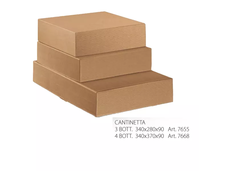 Scatola per Spedizione Bottiglie Scotton - 34x28x9 cm - 3 Bottiglie - 7655 (Avana Conf. 30)