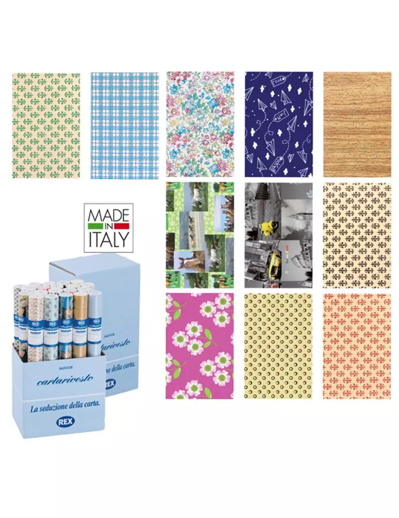Rotolo Cartarivesto Adesivo Rex 58 Rex Sadoch - 50 cm x 5 m - Lavabile - X33X6-AP2 (Assortiti Conf. 50) Rotolo Cartarivesto Adesivo Rex 58 Rex Sadoch - 50 cm x 5 m - Lavabile - X33X6-AP2 (Assortiti Conf. 50)