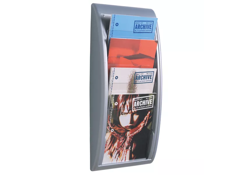 Portadepliant da Parete Quick Fit System Paperflow - A4 4 Tasche - 29x9,5x65 cm - K540615 (Argento)