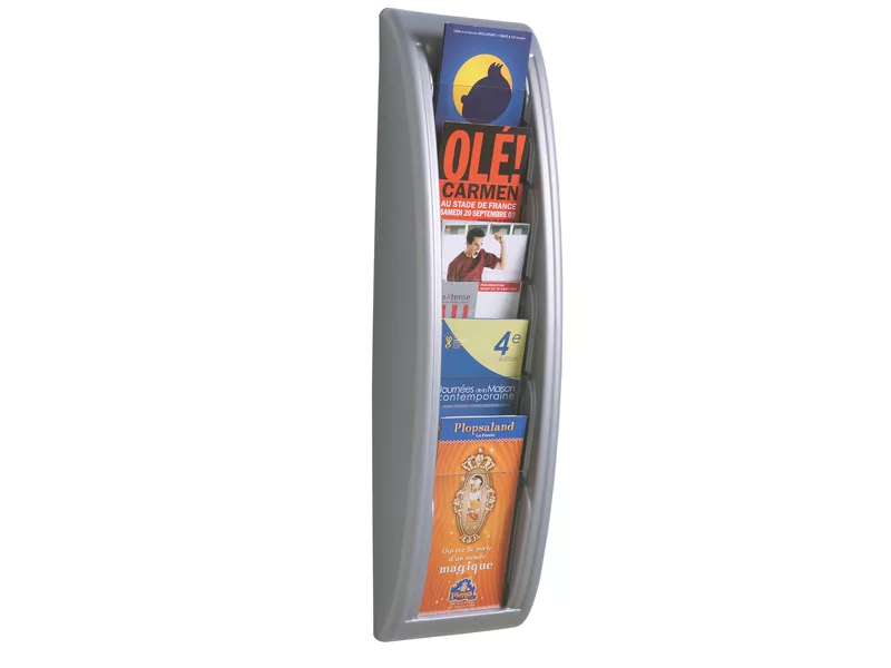 Portadepliant da Parete Quick Fit System Paperflow - A5 a 5 Tasche - 22,8x9,5x65 cm - K540635 (Argento)