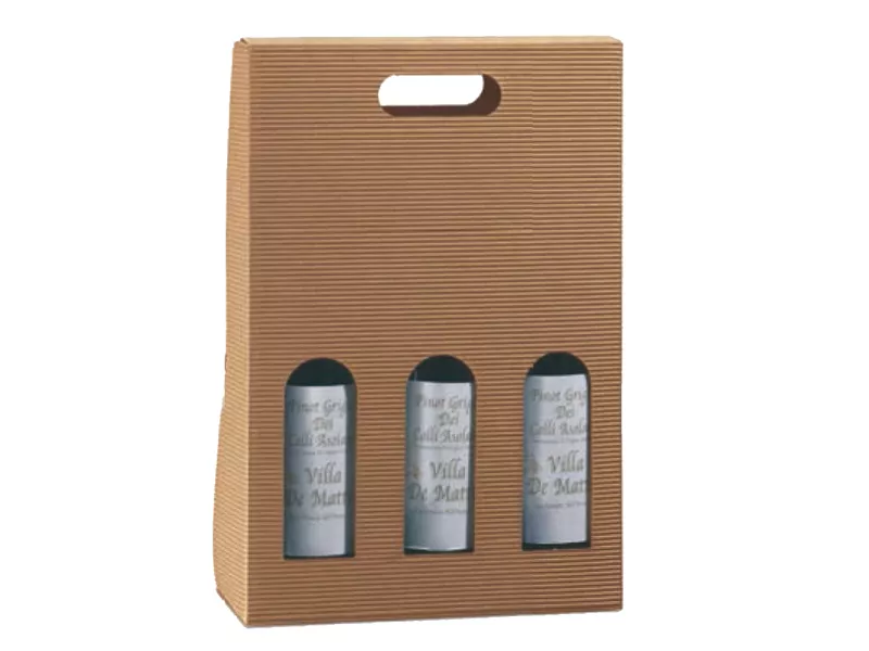 Scatola Portabottiglie Scotton - 27x9x38,5 cm - 3 Bottiglie - 35904C (Avana Conf. 5)