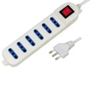 Presa Multipla con Interruttore MKC - 6 Prese Bipasso 2P+T - 492518041 (Bianco)