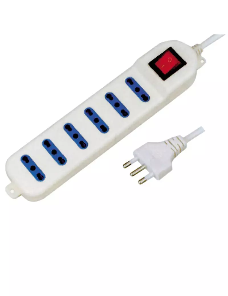 Presa Multipla con Interruttore MKC - 6 Prese Bipasso 2P+T - 492518041 (Bianco) Presa Multipla con Interruttore MKC - 6 Prese Bipasso 2P+T - 492518041 (Bianco)