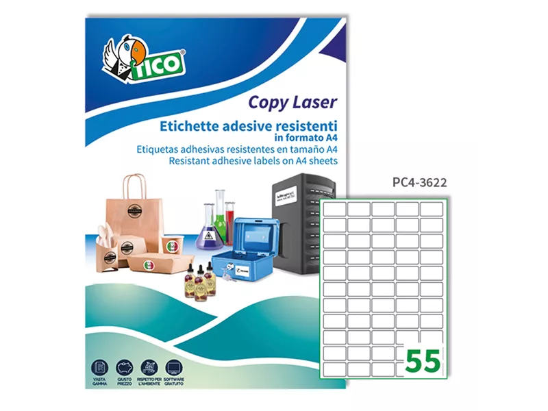 Etichette Adesive in Poliestere Avery - A4 - 36x22 mm - PC4-3622 (Trasparente Conf. 100)