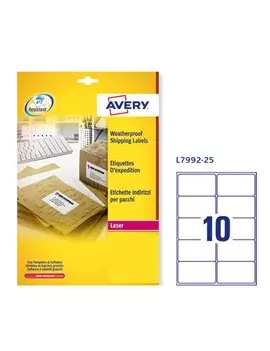 Etichette Adesive in Poliestere Avery - 99,1x57 mm - L7992-25 (Bianco Conf. 25)